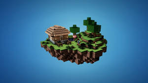‘a Breathtaking Floating Island House In Minecraft’ Wallpaper
