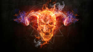 A Bright And Flaming Skull Wallpaper