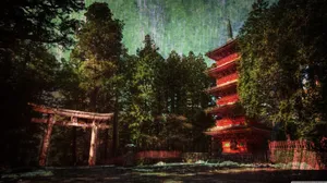 A Bright Red Japanese Archway Wallpaper