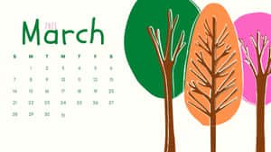 A Calendar With Trees In The Background Wallpaper