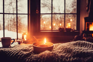 A Candle Is Sitting On A Blanket In Front Of A Window Wallpaper