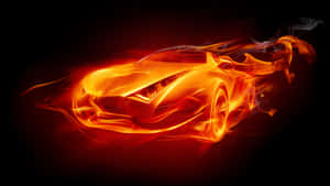 A Car In Flames On A Black Background Wallpaper