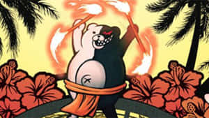 A Cartoon Bear With A Fire Stick In His Hand Wallpaper