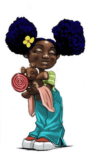 A Cartoon Girl Holding A Lollipop Wallpaper
