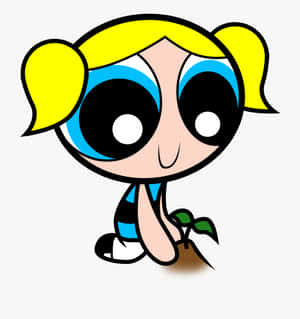 A Cartoon Girl With A Plant In Her Hands Wallpaper