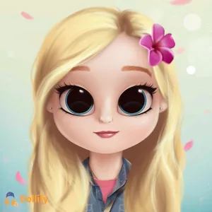 A Cartoon Girl With Long Blonde Hair And Pink Flowers Wallpaper