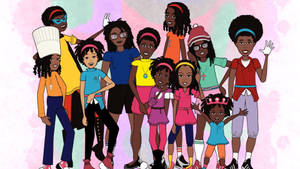 A Cartoon Illustration Of A Group Of Black Children Wallpaper