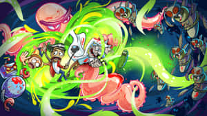 A Cartoon Of A Group Of Characters In A Game Wallpaper