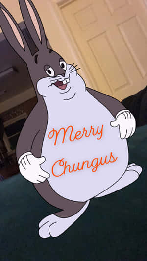 A Cartoon Rabbit With The Words Merry Chuggies Wallpaper