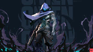 A Character With A Hood And A Sword In Front Of A Dark Background Wallpaper