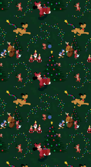 A Christmas Pattern With A Lot Of Characters Wallpaper