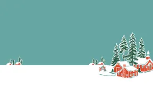 A Christmas Scene With A Village And Trees Wallpaper