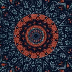 A Circular Design With Blue And Orange Colors Wallpaper