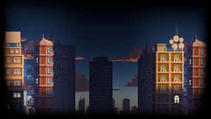 A City Dotted With Colorful Pixel Art Wallpaper