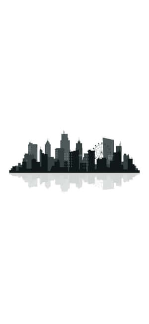 A City Skyline With Reflections On A White Background Wallpaper