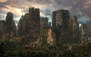 A City With Ruins And Trees In The Background Wallpaper