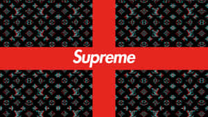 A Classic Supreme Logo In The Center Of A Vibrant Red Background Wallpaper