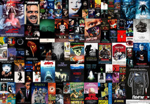 A Collage Of Horrifying Movie Posters Wallpaper