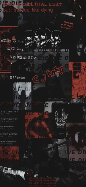 A Collage Of Images With Red And Black Wallpaper