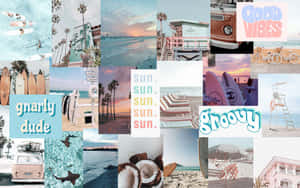 A Collage Of Photos Of Beach Scenes Wallpaper