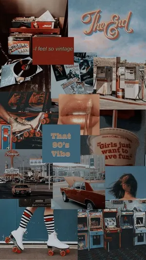 A Collage Of Photos Of Cars And A Skateboard Wallpaper