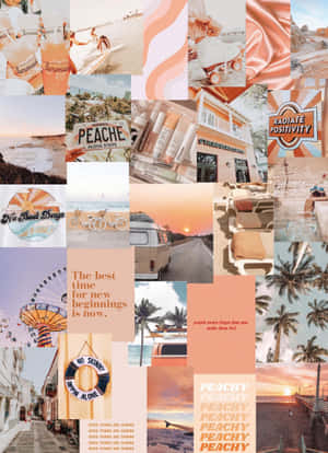 A Collage Of Photos With A Beach Theme Wallpaper