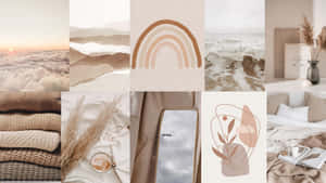 A Collage Of Photos With A Beige Background Wallpaper