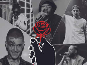 A Collage Of Pictures Of People With A Rose Wallpaper