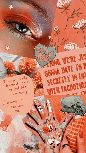 A Collage Of Pictures With Orange And Orange Colors Wallpaper