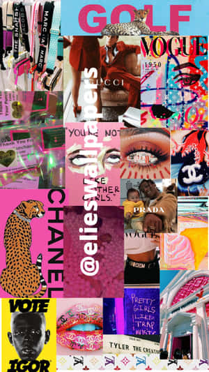 A Collage Of Various Images Of Chanel, Vogue, And Other Magazines Wallpaper