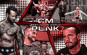 A Collage Of Wrestlers With The Words Cm Best In The World Punk Wallpaper