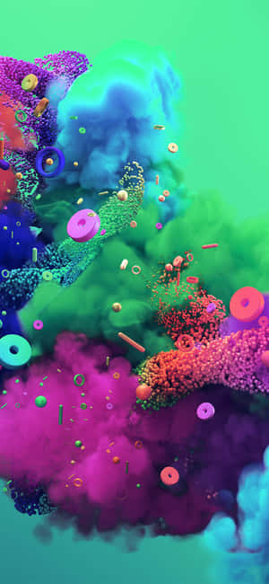 A Colorful Abstract Painting With Colorful Dots Wallpaper