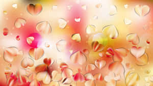 A Colorful Background With Hearts And Rain Drops Wallpaper