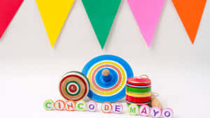 A Colorful Banner With The Words Cinco De Mayo Wallpaper