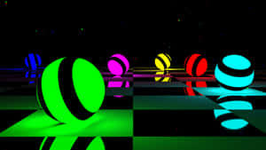 A Colorful Checkered Board With Colorful Balls Wallpaper
