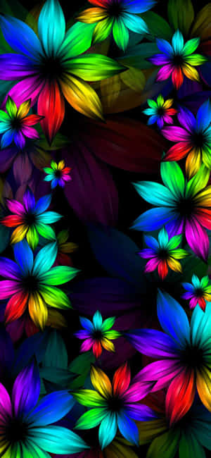 A Colorful Flower Wallpaper On A Black Background Wallpaper