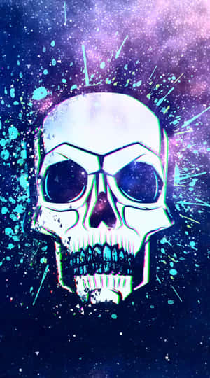 A Colorful, Galaxy-inspired Skull With Deep Cosmic Shadows Wallpaper