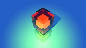 A Colorful Geometric Shape On A Blue Background Wallpaper