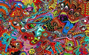 A Colorful Psychedelic Art Piece With Many Different Colors Wallpaper