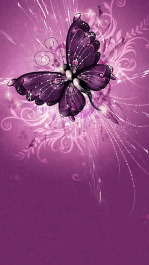 A Colorful Purple Butterfly With Intricate Wings Sitting On A White Flower. Wallpaper