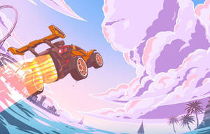 A Colorful Race In Rocket League Wallpaper