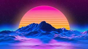 A Colorful Sunrise Over A Mountain Wallpaper