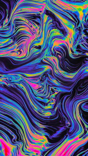 A Colorful Swirling Pattern With A Black Background Wallpaper