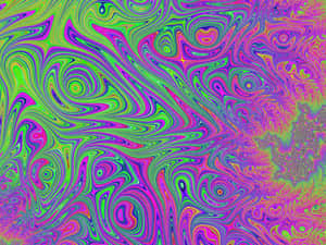 A Colorful Swirling Pattern With Purple, Green And Blue Colors Wallpaper