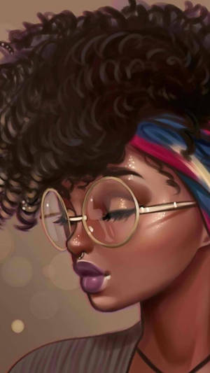 A Confident Young Black Girl Cartoon Wallpaper