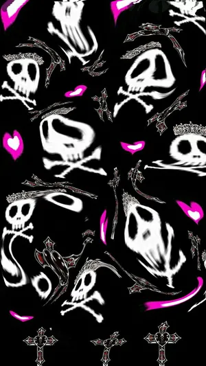 A Contrasting Pink, Black And White Color Palette Creates A Unique Visual Wallpaper