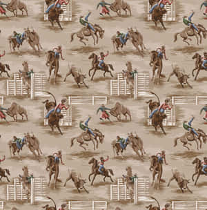 A Cowboy And Cowgirl Pattern With Horses And Cowboys Wallpaper