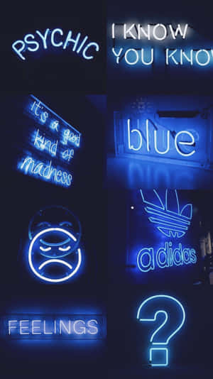 A Creative Blue Collage Display Wallpaper