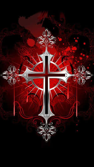 A Cross With Blood And A Cross On A Black Background Wallpaper