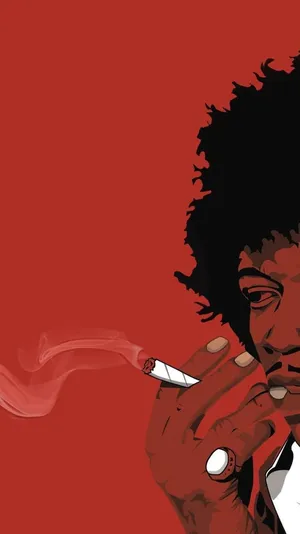 A Cute Chill Stoner Enjoying His Evening. Wallpaper